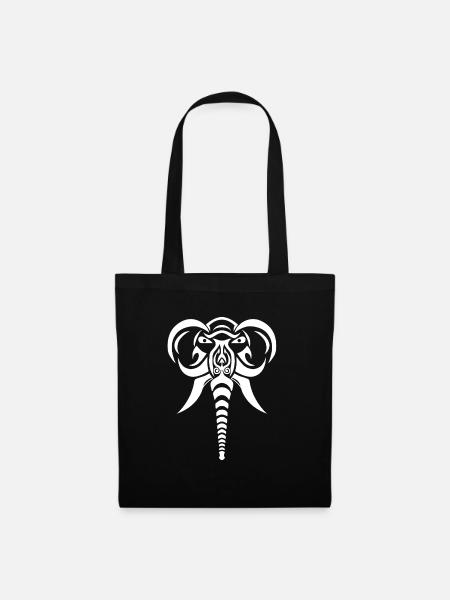 Elephant white - Tote Bag - black