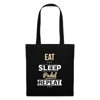Eat Sleep Padel Wiederholung - Comedy Geschenk - Stoffbeutel - Schwarz - Vorne