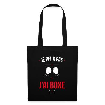 Je peux pas j'ai boxe - Cadeau humour - Sac en tissu - noir - Devant
