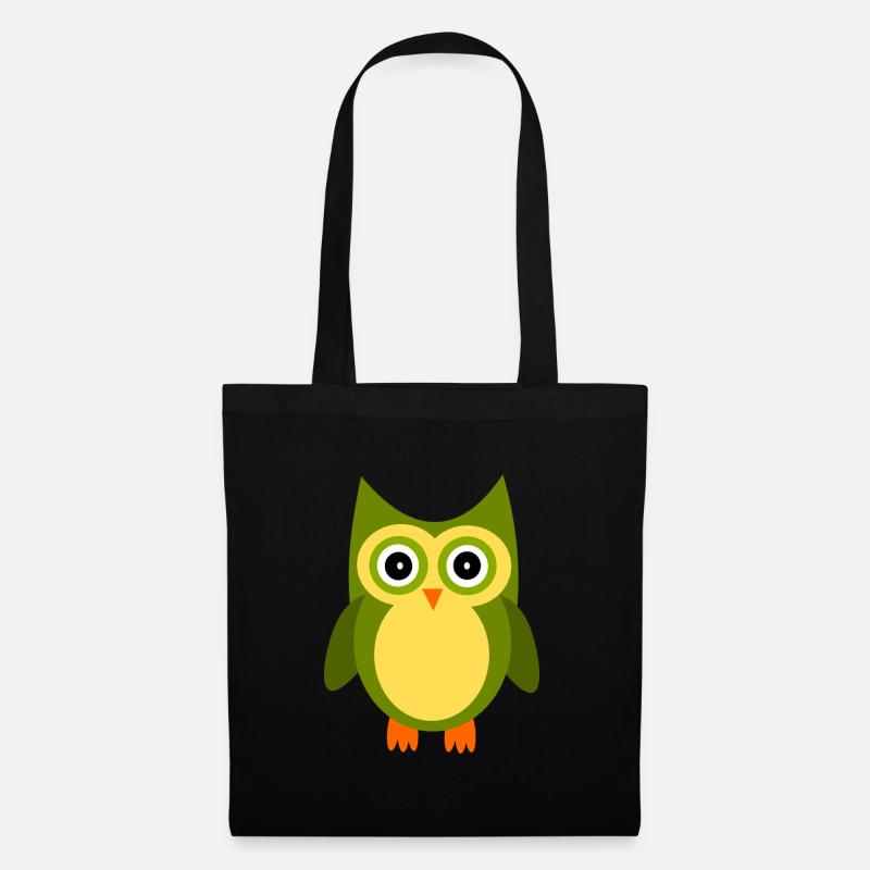 grüne Eule Vogel grün - Stoffbeutel - Schwarz