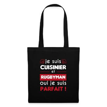 cadeau drôle cuisinier rugbyman homme parfait. - Sac en tissu - noir - Devant