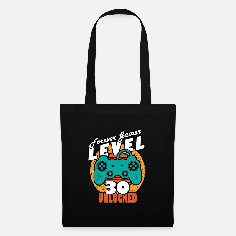 30. Geburtstag Level 30 Spieler - Stoffbeutel - Schwarz