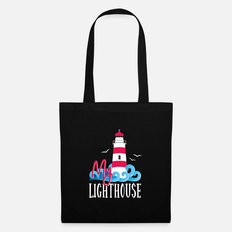 Phare dans la tempête - mon phare - Sac en tissu - noir