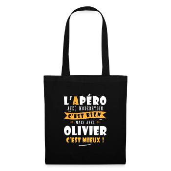 Olivier Apero T shirt Humour personnalisé olivier - Sac en tissu - noir - Devant