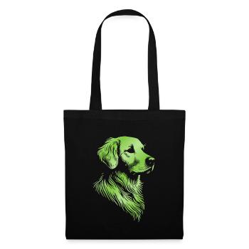 Golden Retriever dessin tête vert - Sac en tissu - noir - Devant