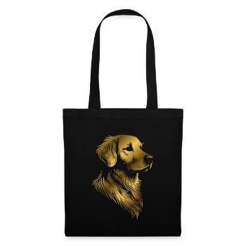 Golden Retriever dessin tête or - Sac en tissu - noir - Devant