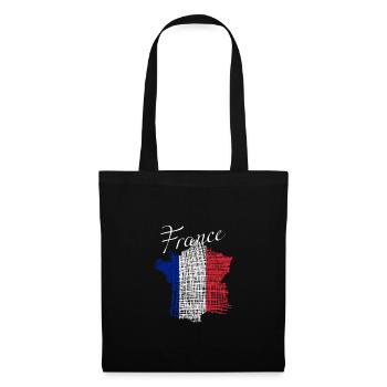 France Frankreich - Stoffbeutel - Schwarz - Vorne