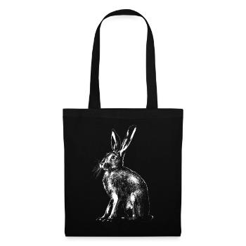 Lièvre / Lapin / Lapin // Lapin de Pâques - Sac en tissu - noir - Devant