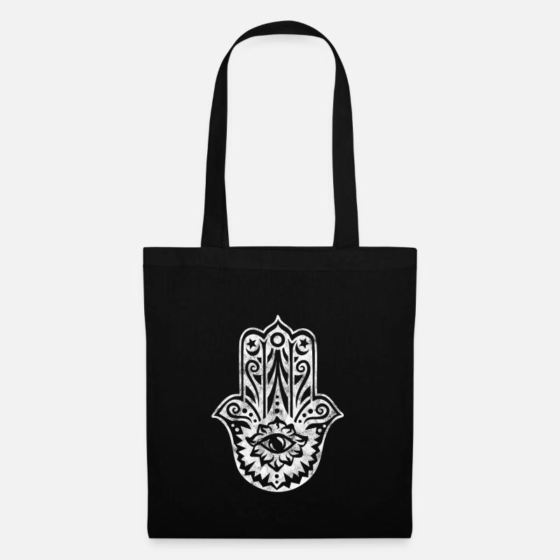 Hamsa Hand, Glücksbringer, Alles sehendes Auge - Stoffbeutel - Schwarz