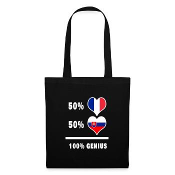 Slowakei und Frankreich 100% genial Design Flaggen - Stoffbeutel - Schwarz - Vorne