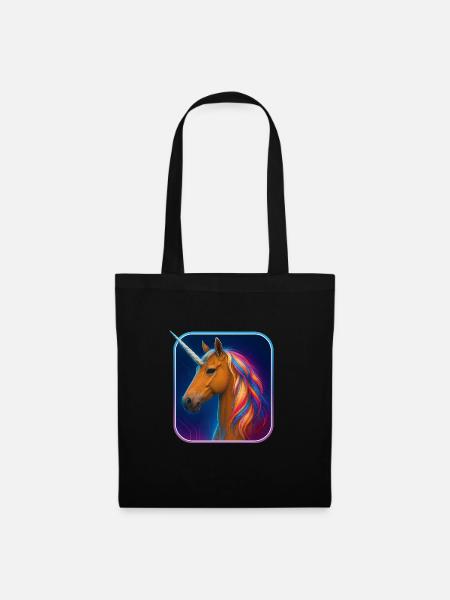 Unicorn Neon Style - Rainbow Colorful Mane - Tote Bag - black