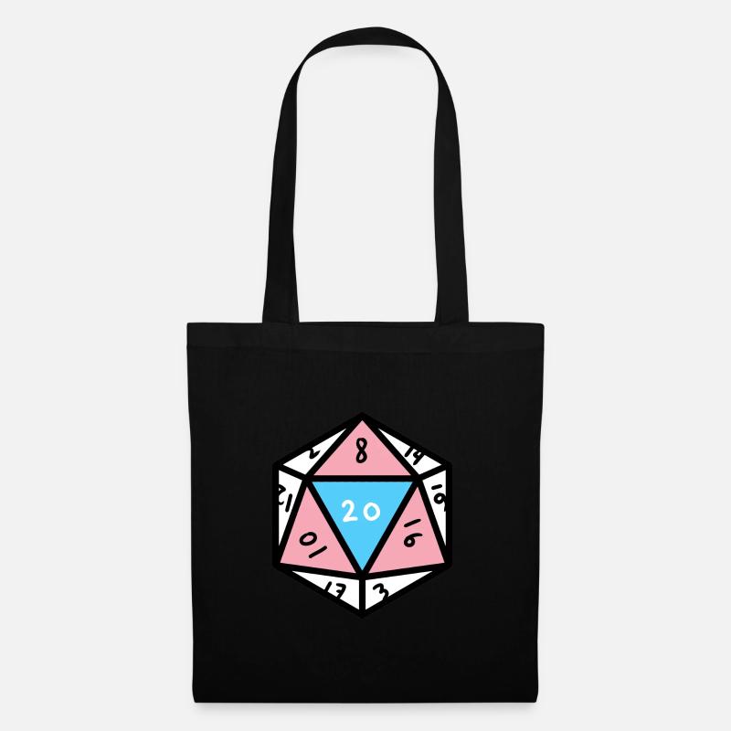 Transgender D20-Würfel Trans Pride - Stoffbeutel - Schwarz