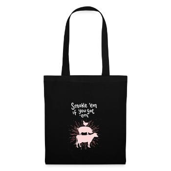 Vache porc poulet - Sac en tissu - noir - Devant