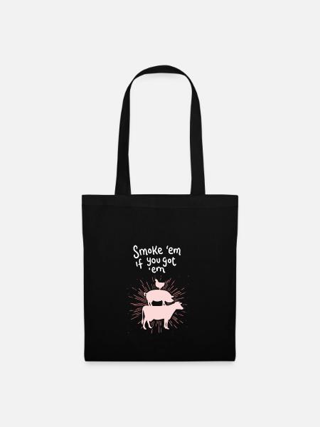 Kuh Schwein Huhn - Stoffbeutel - Schwarz