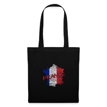 Frankreich France - Stoffbeutel - Schwarz - Vorne