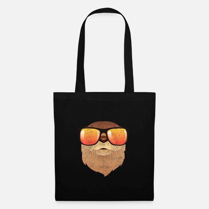 Otter With Sunglasses Illustration - Stoffbeutel - Schwarz
