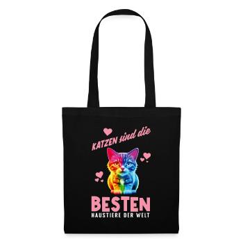 Katzen sind die besten Haustiere - Stoffbeutel - Schwarz - Vorne
