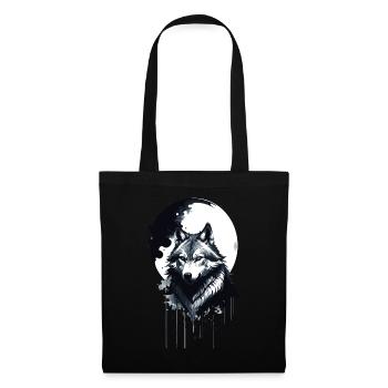 Wolf,Moon,Landscape,Ink,Painting - Tote Bag - black - Front