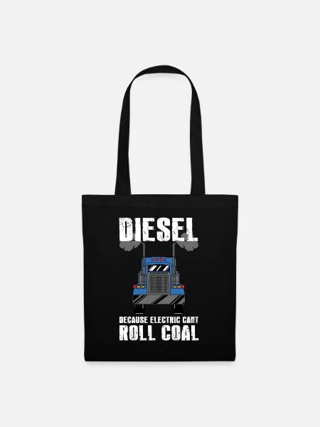 Diesel-Lkw vs. elektrisches Design für - Stoffbeutel - Schwarz