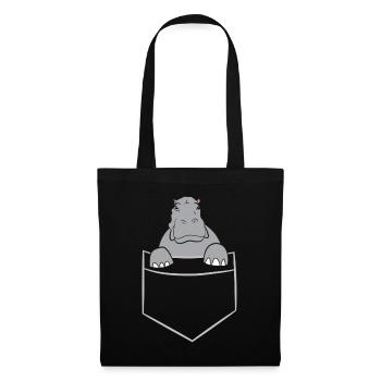 Hippopotame - Dans la poche poitrine / poche chemise - Sac en tissu - noir - Devant