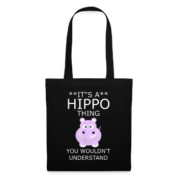 Hippo, cadeau drôle de T-shirt d'hippopotame - Sac en tissu - noir - Devant