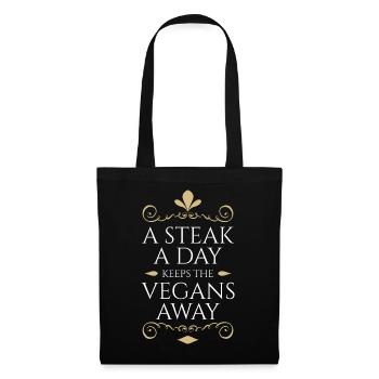 Anti Vegan Fancy Steak Gold - Tote Bag - black - Front