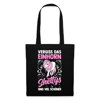 Shetlandpony Shetty Pony Geschenk Pferde Reiten - Stoffbeutel - Schwarz - Vorne