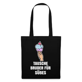 Eis Humorvoll Statement Süßigkeiten Nachspeise - Stoffbeutel - Schwarz - Vorne