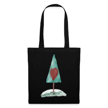 Heart tree watercolor illustration - Tote Bag - black - Front