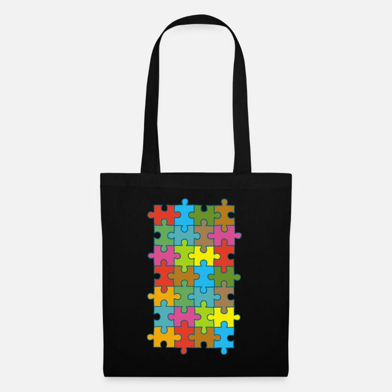 Multicolored puzzle - Tote Bag - black