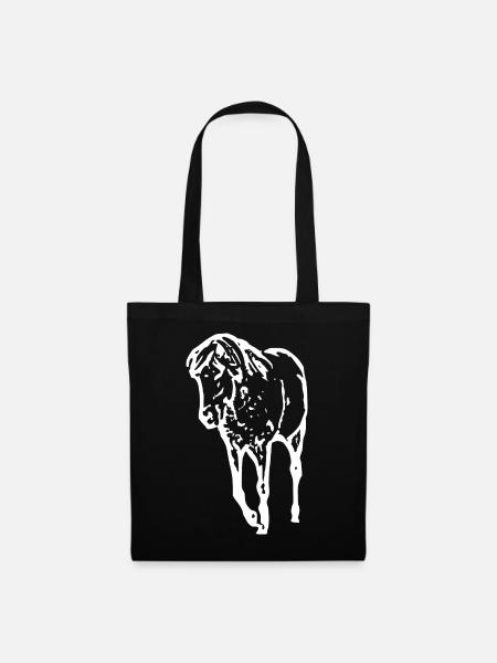 Pferd weiß weiße Pferde T-shirt Geschenk Reiter - Stoffbeutel - Schwarz