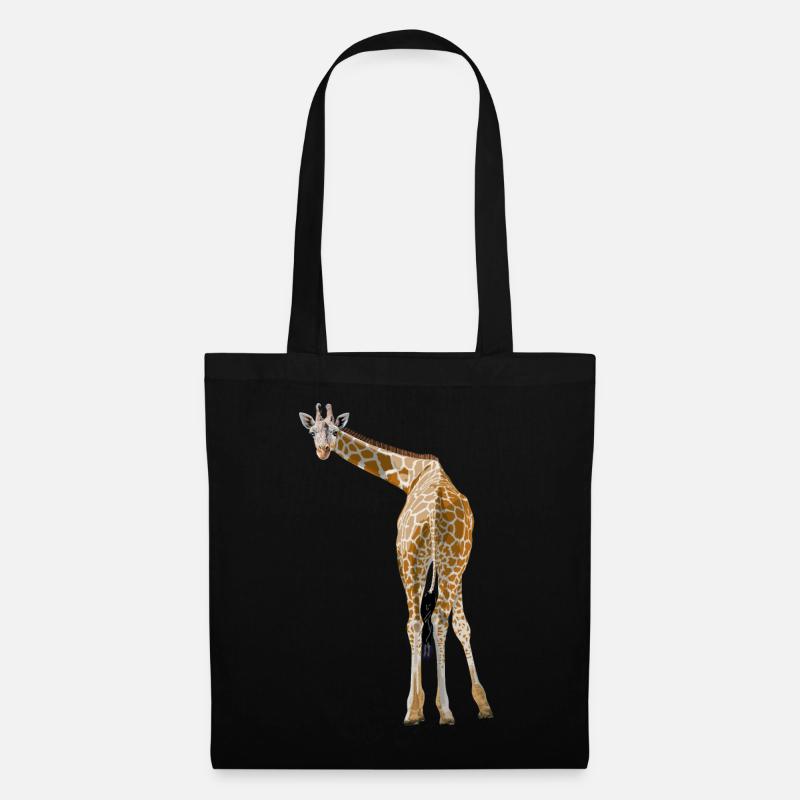 Giraffe grüßt aus der Savanne - Stoffbeutel - Schwarz
