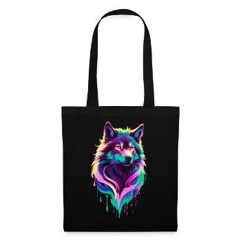 Colorful Wolf Graffiti Wolf Head - Tote Bag - black - Front