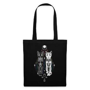 Deux Chats Bastet Dualité Ankh Chat Déesse - Sac en tissu - noir - Devant