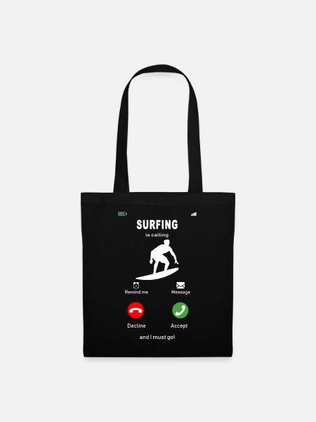 surfing is calling - Stoffbeutel - Schwarz