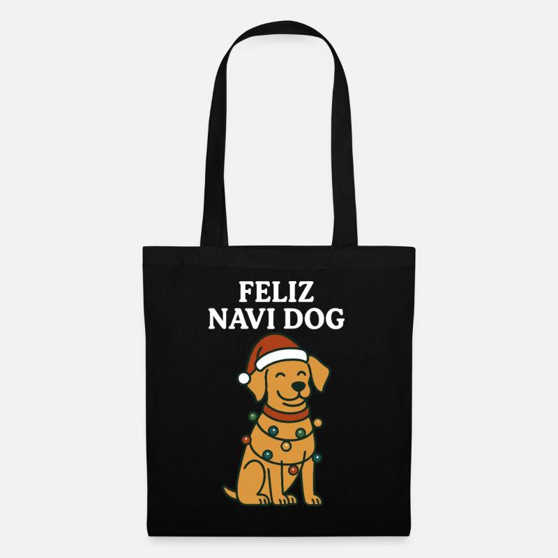 Feliz Navi Hund Santa Claus Urlaubsspaß - Stoffbeutel - Schwarz