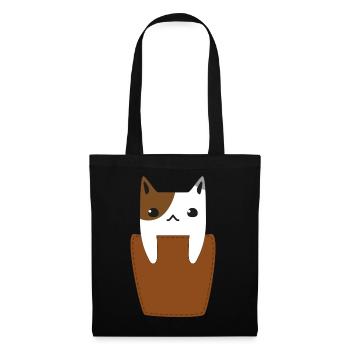 Brusttasche mit Katze - Stoffbeutel - Schwarz - Vorne