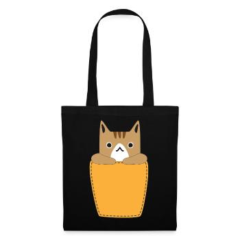Poche poitrine avec chat - Sac en tissu - noir - Devant