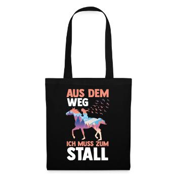 Reiten Pferdeliebhaber Reiterhof Pferde - Stoffbeutel - Schwarz - Vorne