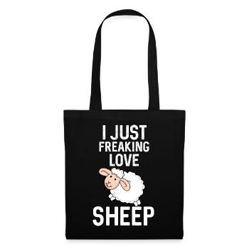 I Freaking Love Schafe | Funny Sheep Design - Stoffbeutel - Schwarz - Vorne
