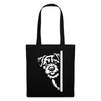 Border Terrier Kopf "Black Edition" - Stoffbeutel - Schwarz - Vorne
