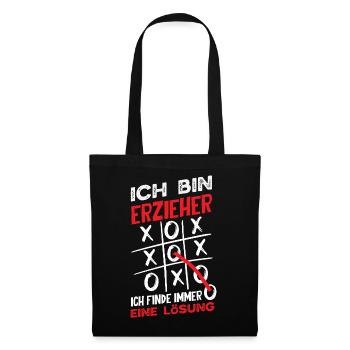 Erzieher Finde Immer Eine Lösung Kita Spruch - Stoffbeutel - Schwarz - Vorne
