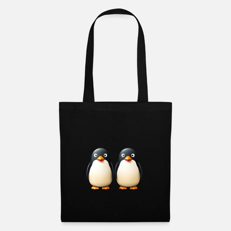 2 funny Penguins - Stoffbeutel - Schwarz
