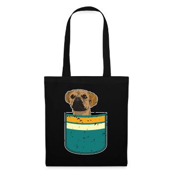 Dog Gift Cute Chest Pouch Puggle - Tote Bag - black - Front
