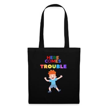 Here comes Trouble boy mit lustigem Jungen - Stoffbeutel - Schwarz - Vorne