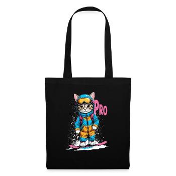 Snowboarding Kitty Pro - Stoffbeutel - Schwarz - Vorne