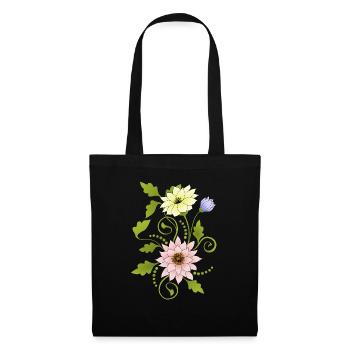 Blumen - Stoffbeutel - Schwarz - Vorne