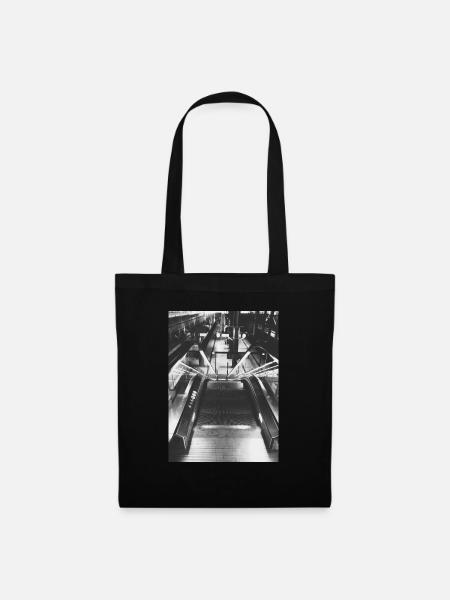 Berlin Rolltreppe BlackandWhite Label City - Stoffbeutel - Schwarz