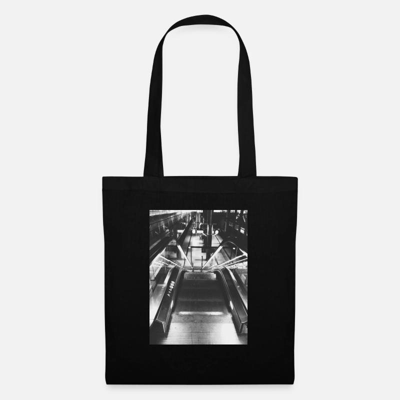 Berlin Rolltreppe BlackandWhite Label City - Stoffbeutel - Schwarz