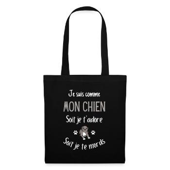 Bull terrier bully chien humour cadeau - Sac en tissu - noir - Devant